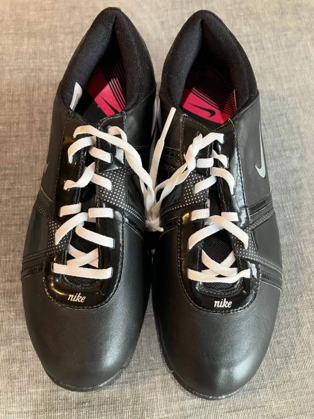 Vintage Nike Air Tac Power Channel Golf Shoes Black White Leather Womens Size 7